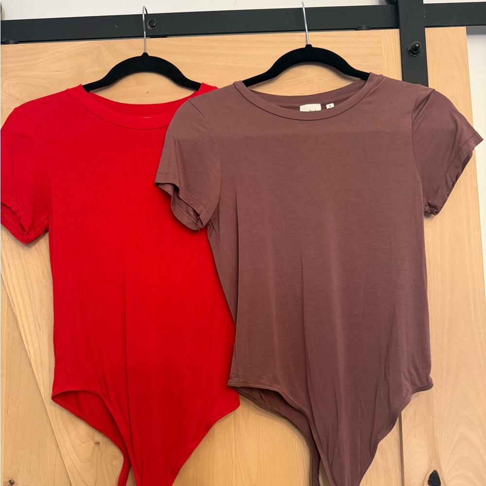 Wilfred Aritzia Red and Brown Women's Bodysuit Snap Thong